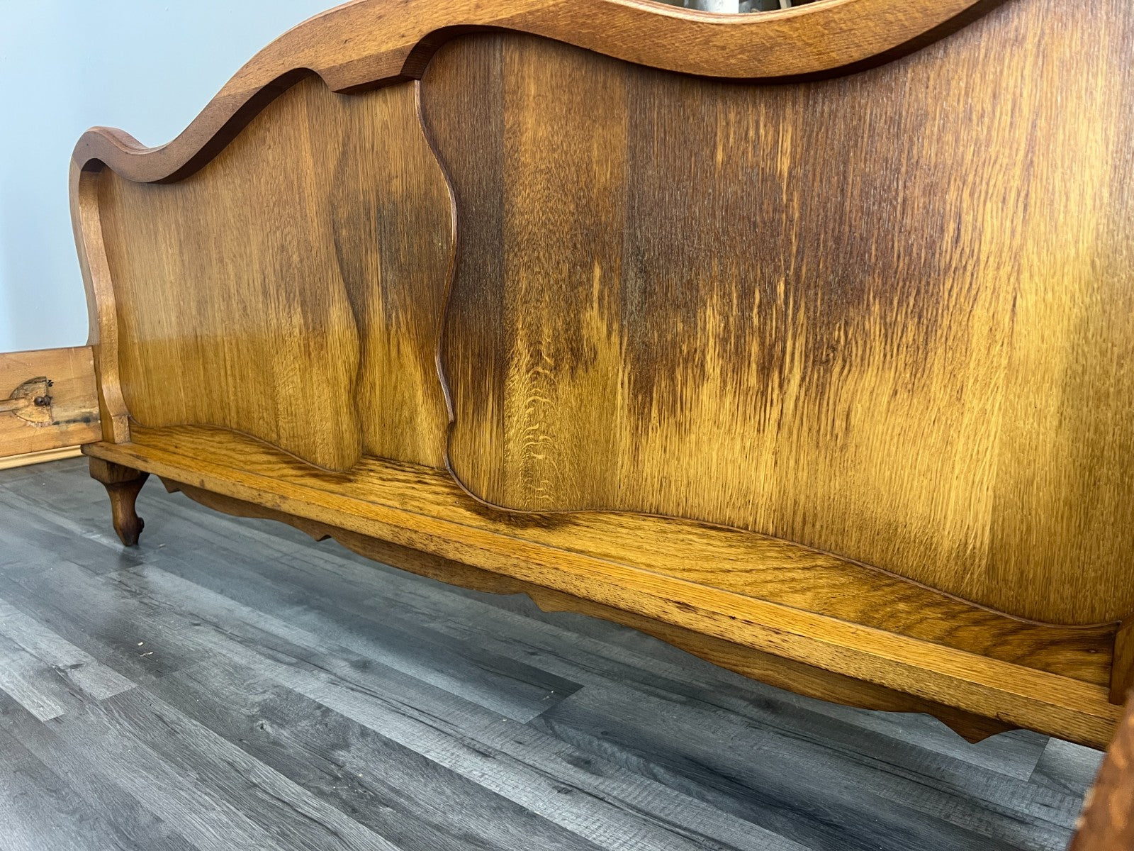 Bed Vintage French Louis XVI Double Bed Frame Oak Carved Headboard LOT 461010