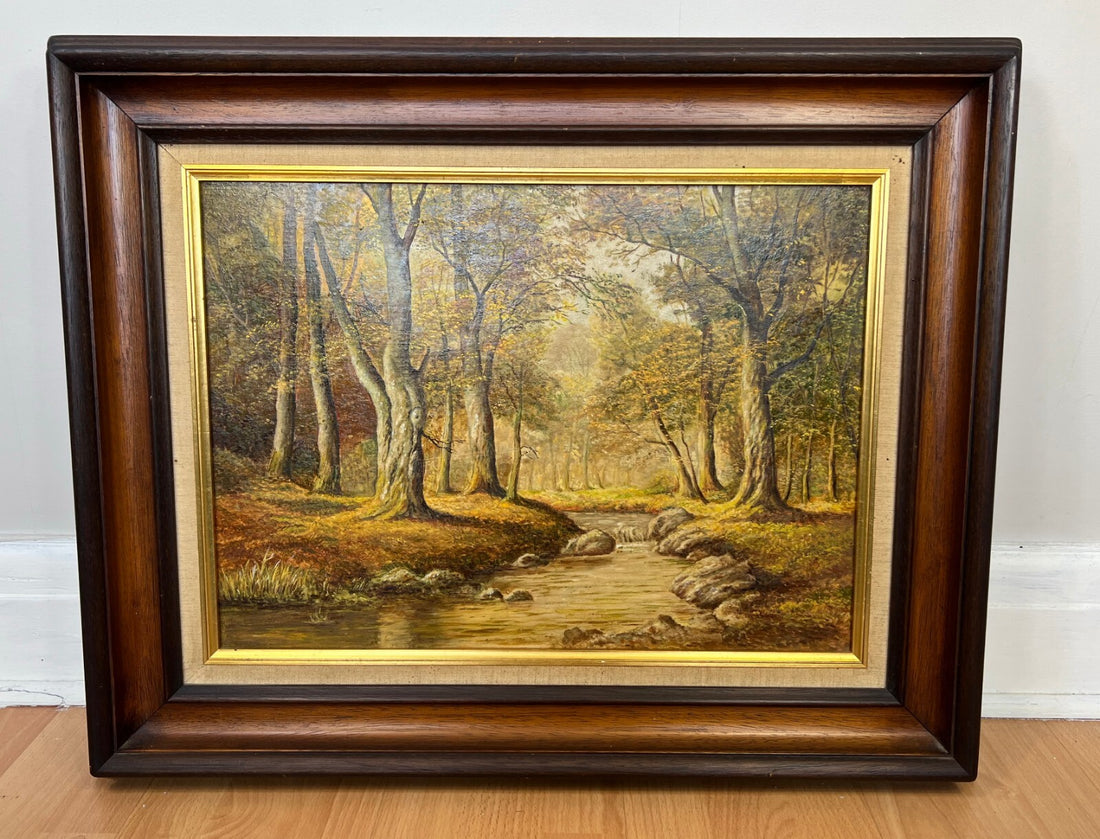 Oil Painting Vintage French Framed Landscape Woodland Art Wall Decor LOT 51310