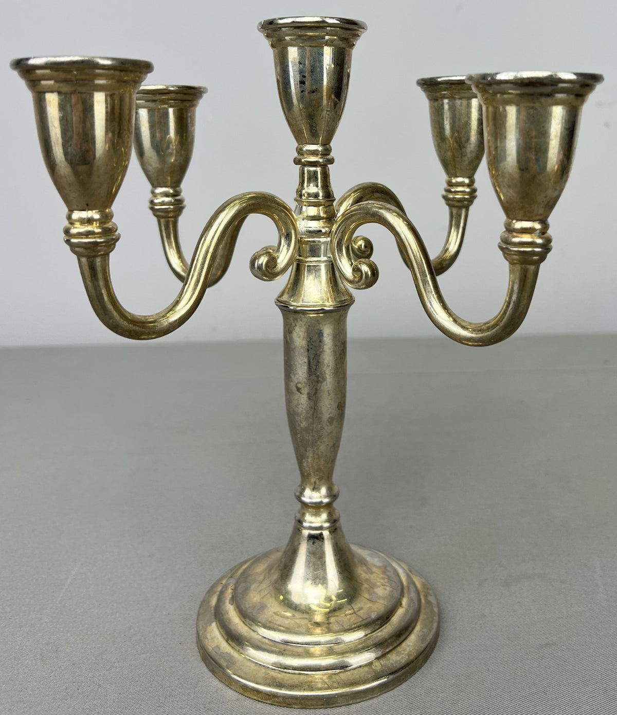 Pair of Candelabras Vintage French Style Metal Five Arm Candle Holders LOT 6483