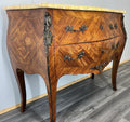 Chest of Drawers Antique French Bombe Walnut Marble Top Carved Cabinet LOT 47065