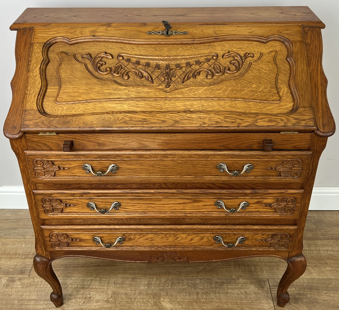 Secretaire Writing Desk Vintage French Style Oak Rare Bureaux Cabinet LOT 60910