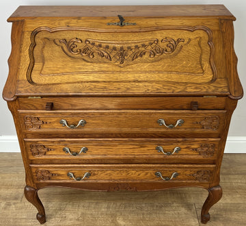 Secretaire Writing Desk Vintage French Style Oak Rare Bureaux Cabinet LOT 60910