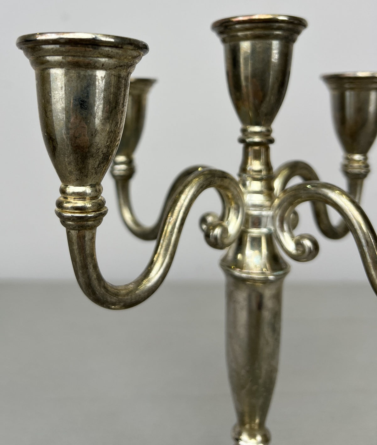 Pair of Candelabras Vintage French Style Metal Five Arm Candle Holders LOT 6486