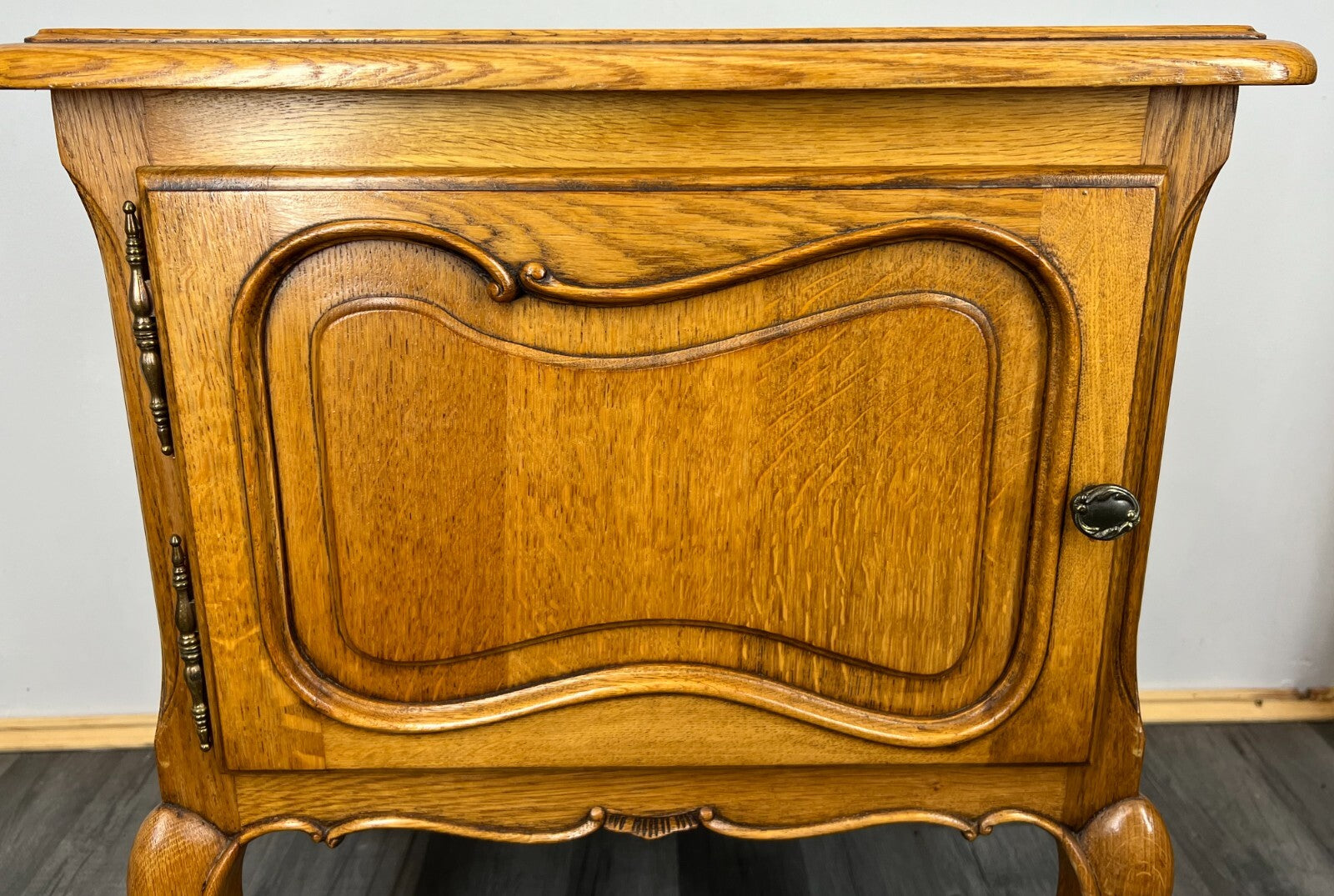 Pair of Bedside Tables Vintage French Louis XVI Oak Carved Cabinets LOT 26104