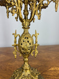 Mantel Clock Vintage French Style Architectural Brass Garniture Set LOT 464513