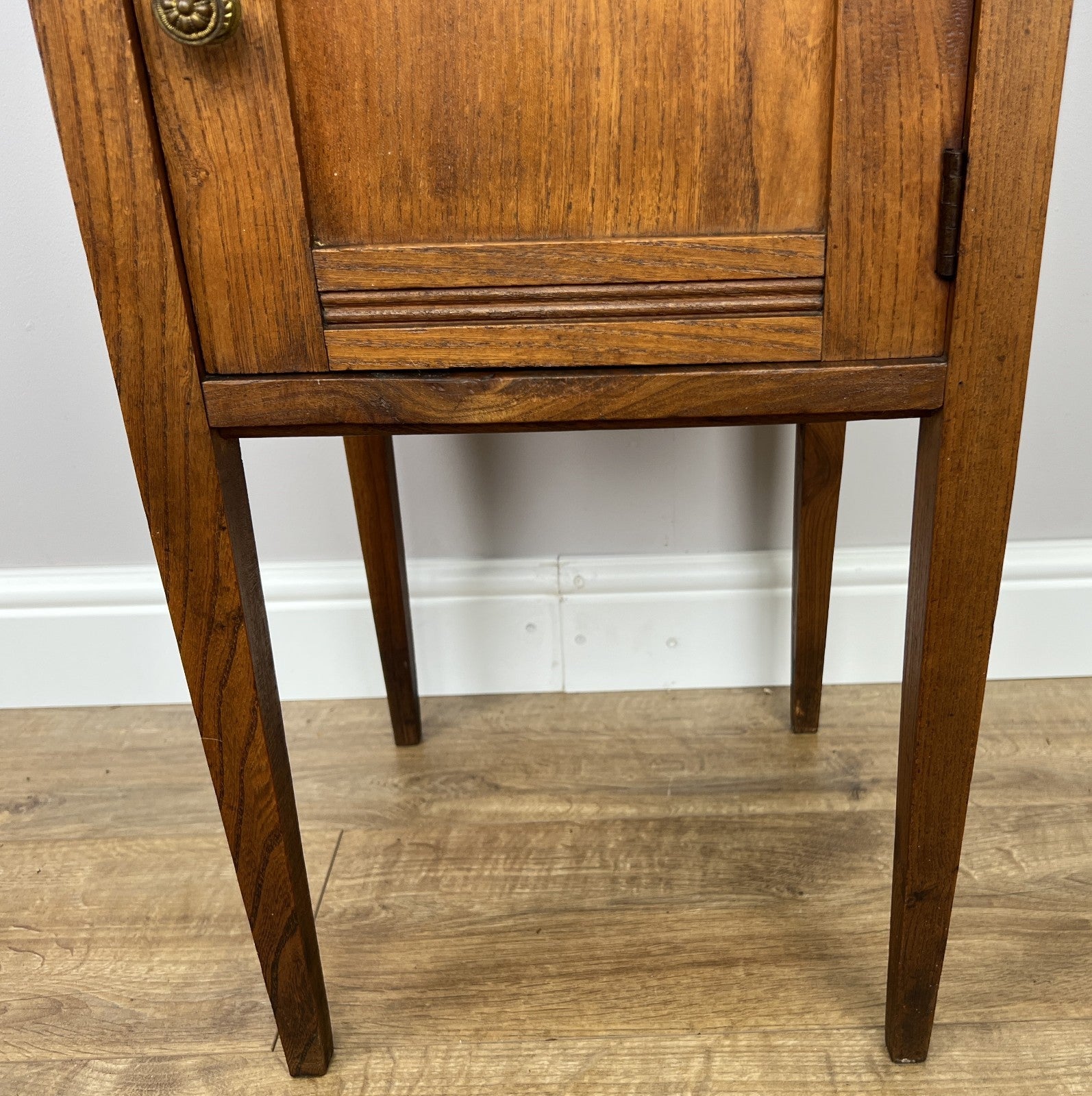 Bedside Table Antique French Style Marble Top Oak Cabinet Nightstand LOT 62456