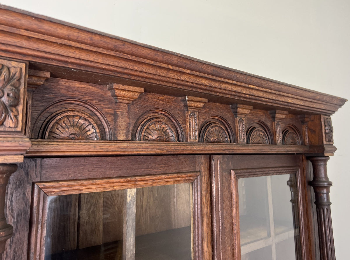 Bookcase Antique French Style Glazed Display Cabinet Oak Sideboard LOT 6545