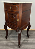 Bedside Table Antique French Marble Top Walnut Carved Cabinet LOT 43346