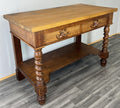 Cabinet Antique French Style Oak Carved Table with Two Drawers LOT 48002