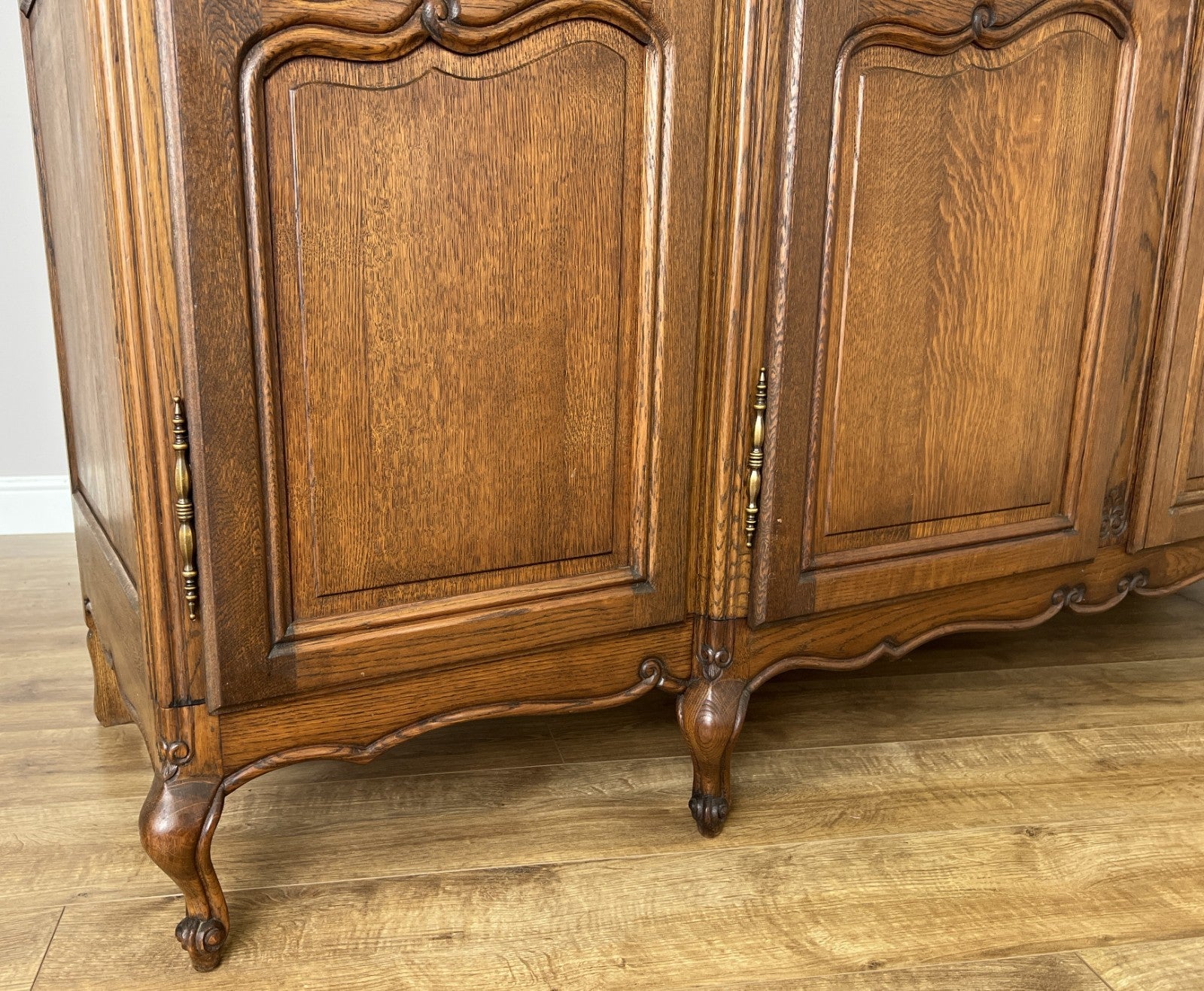 Wardrobe Vintage French Louis XVI Style Oak Four Door Carved Armoire LOT 61135