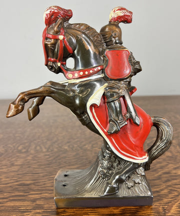 Figurine Vintage French Style Knight on Horse Metal Sculpture LOT 47570