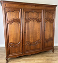 Wardrobe Vintage French Louis XVI Style Triple Door Oak Carved Armoire LOT 60780