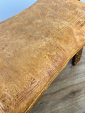 Footstool Vintage Style Oak Stool Brass Upholstered Leather Seat LOT 495713