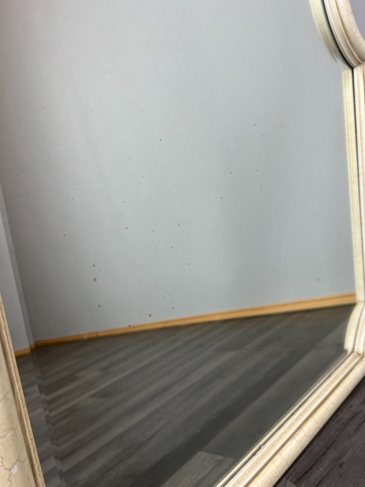 Vintage French Cream Wall Mirror Carved Ornate Shell Crest Frame LOT 43555