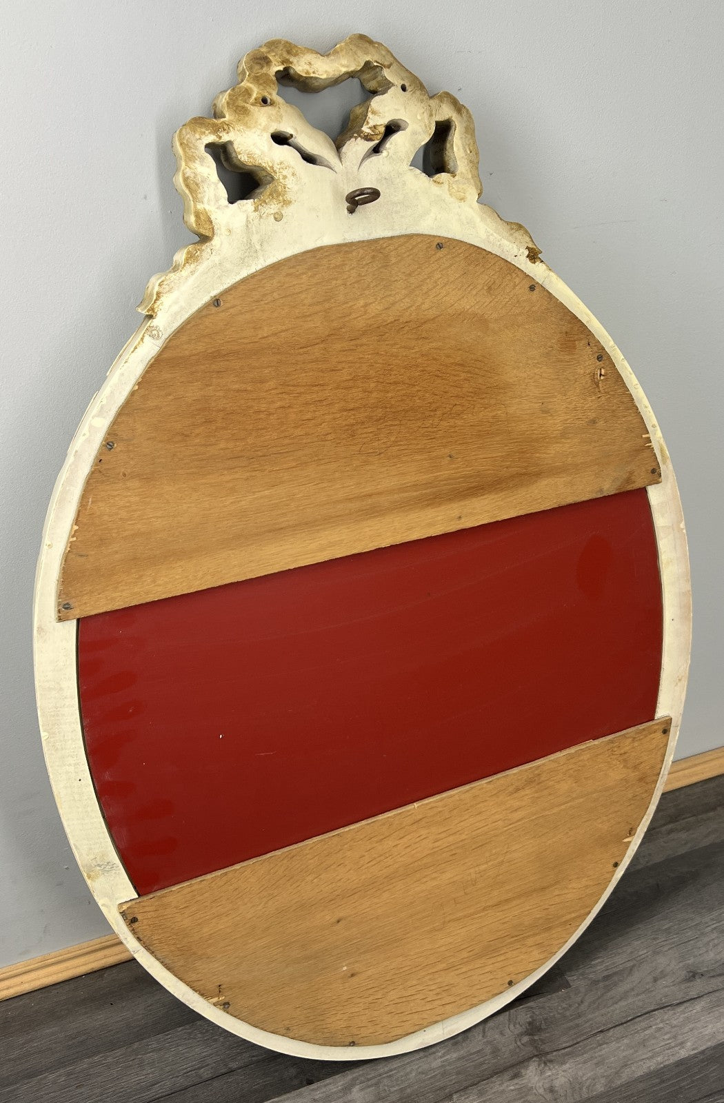 Vintage French Shabby Chic Carved Wall Mirror Ornate Oval Wall Frame LOT 45067