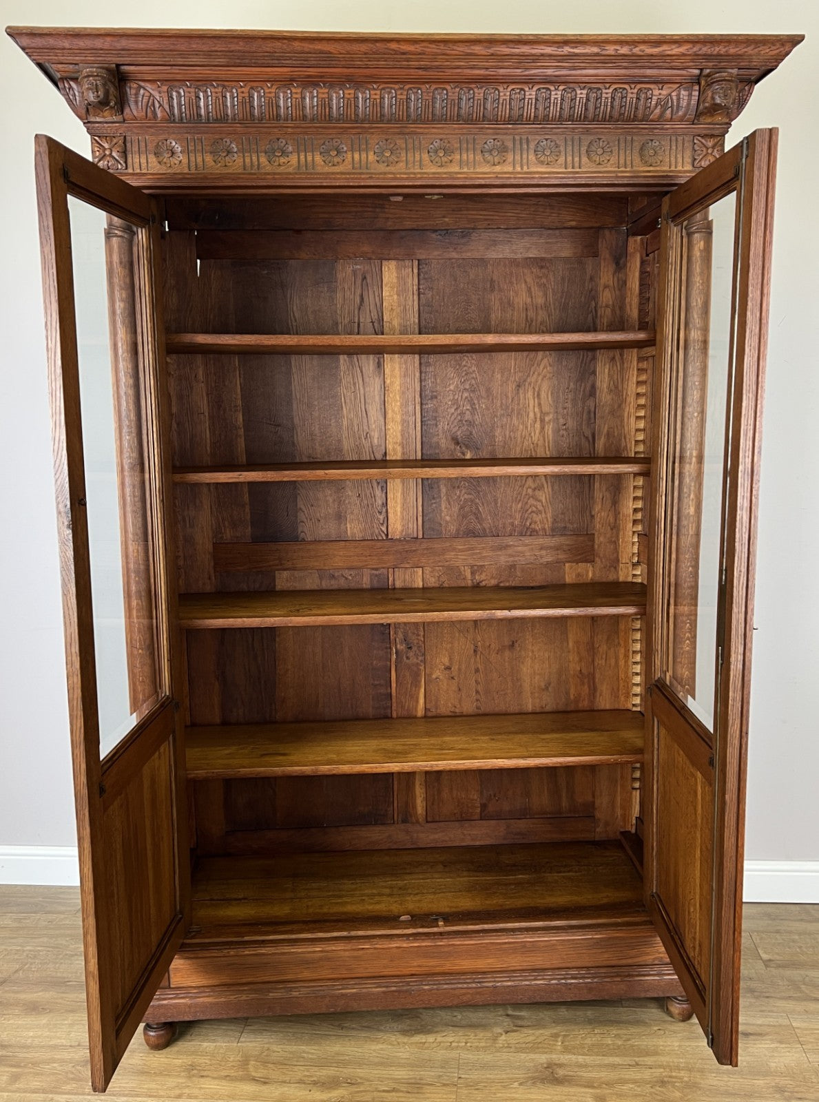 Bookcase Antique French Style Glazed Display Oak Cabinet Sideboard LOT 6513