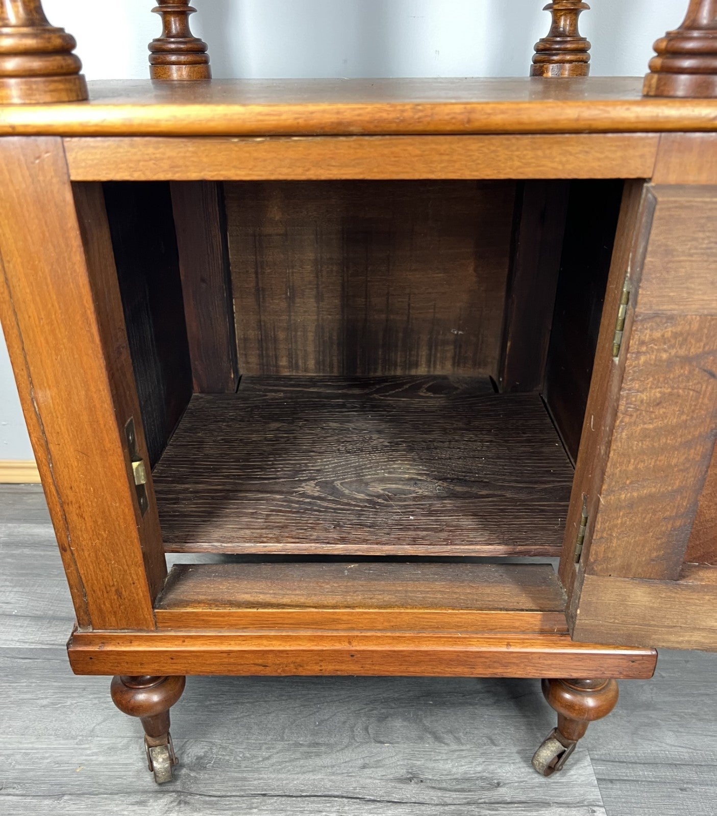 Bedside Table Antique French Style Marble Top Walnut Cupboard Cabinet LOT 404312