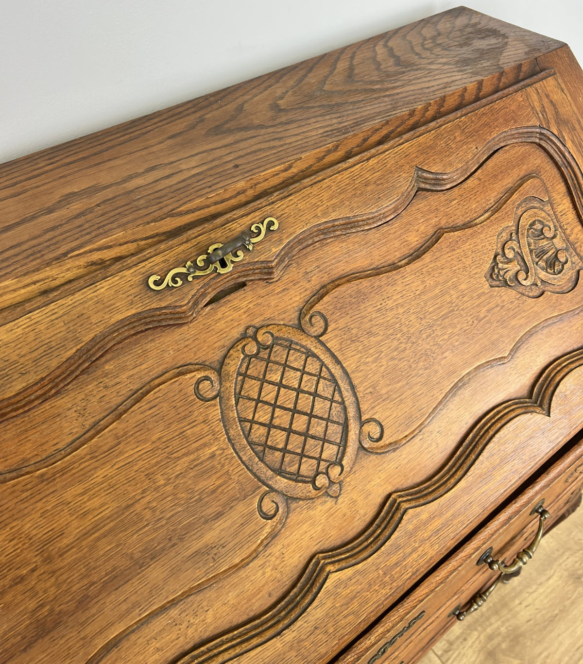 Secretaire Writing Desk Vintage French Louis Oak Rare Bureaux Cabinet LOT 63187