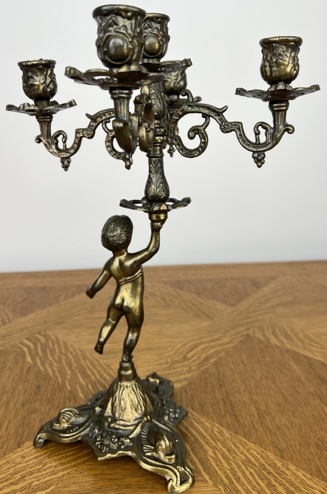 Candelabra Vintage French Cherub 5 Arm Ornate Candle Holder LOT 60579