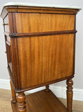 Bedside Table Antique French Style Marble Top Walnut Cabinet Nightstand LOT 624211