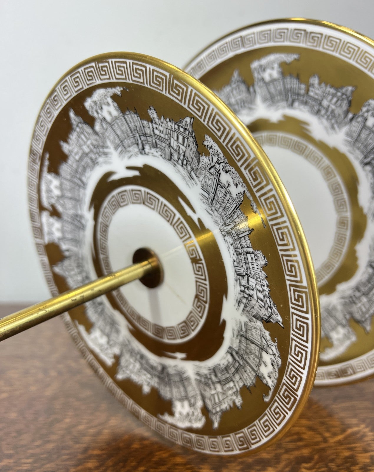 Cake Stand Vintage Style German Bavaria Porcelain Brass Three Tier LOT 47545