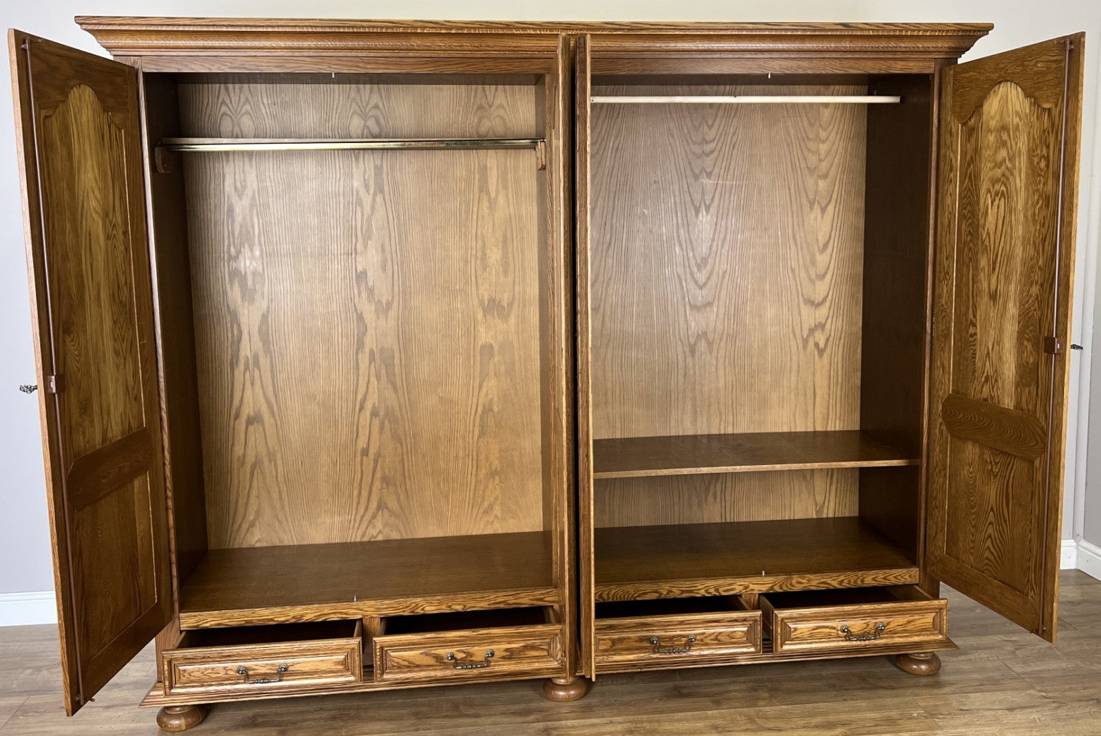 Wardrobe Vintage French Style Four Door Carved Armoire Cabinet LOT 611910