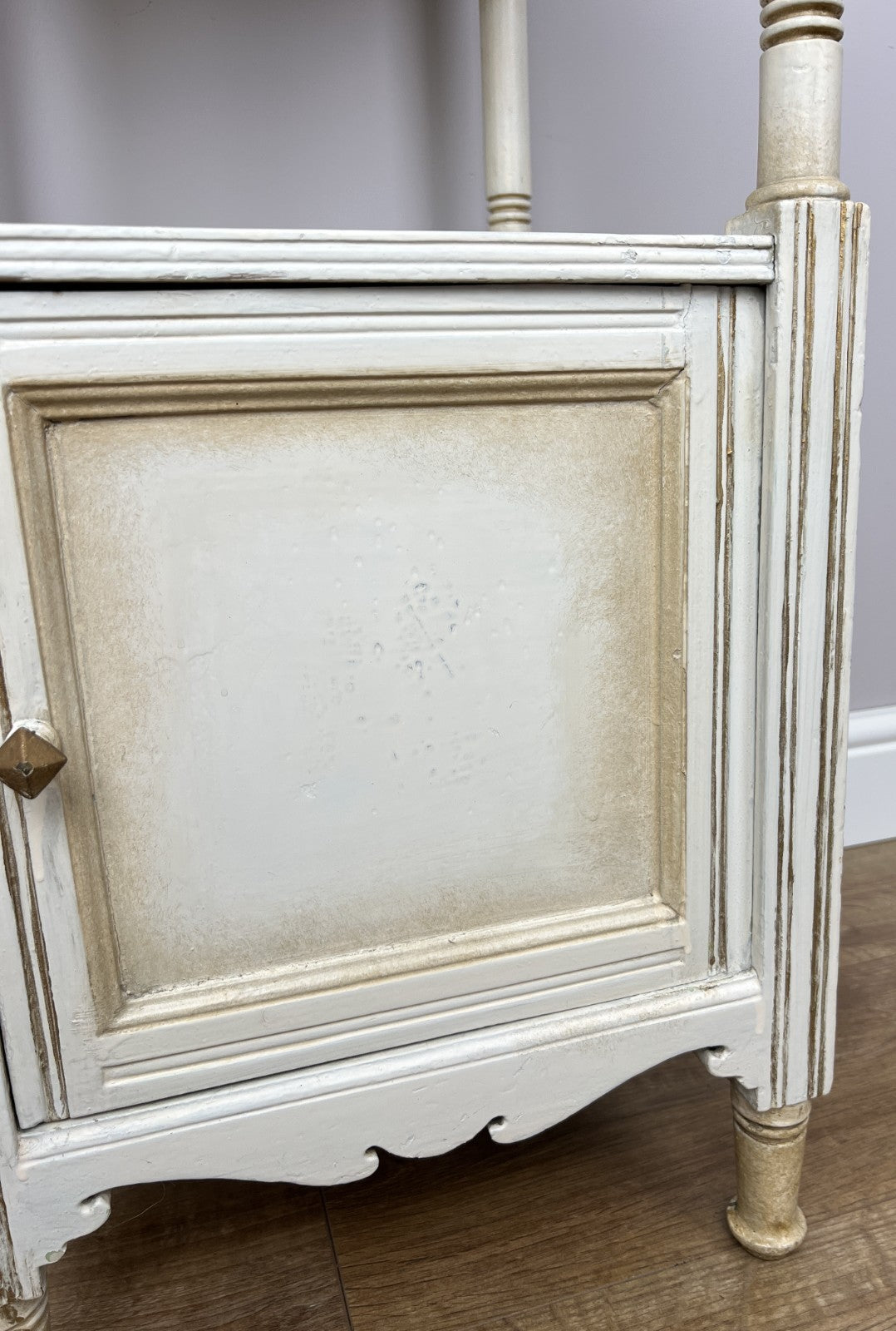 Bedside Table Antique French Style Marble Top Oak Cabinet Nightstand LOT 62249