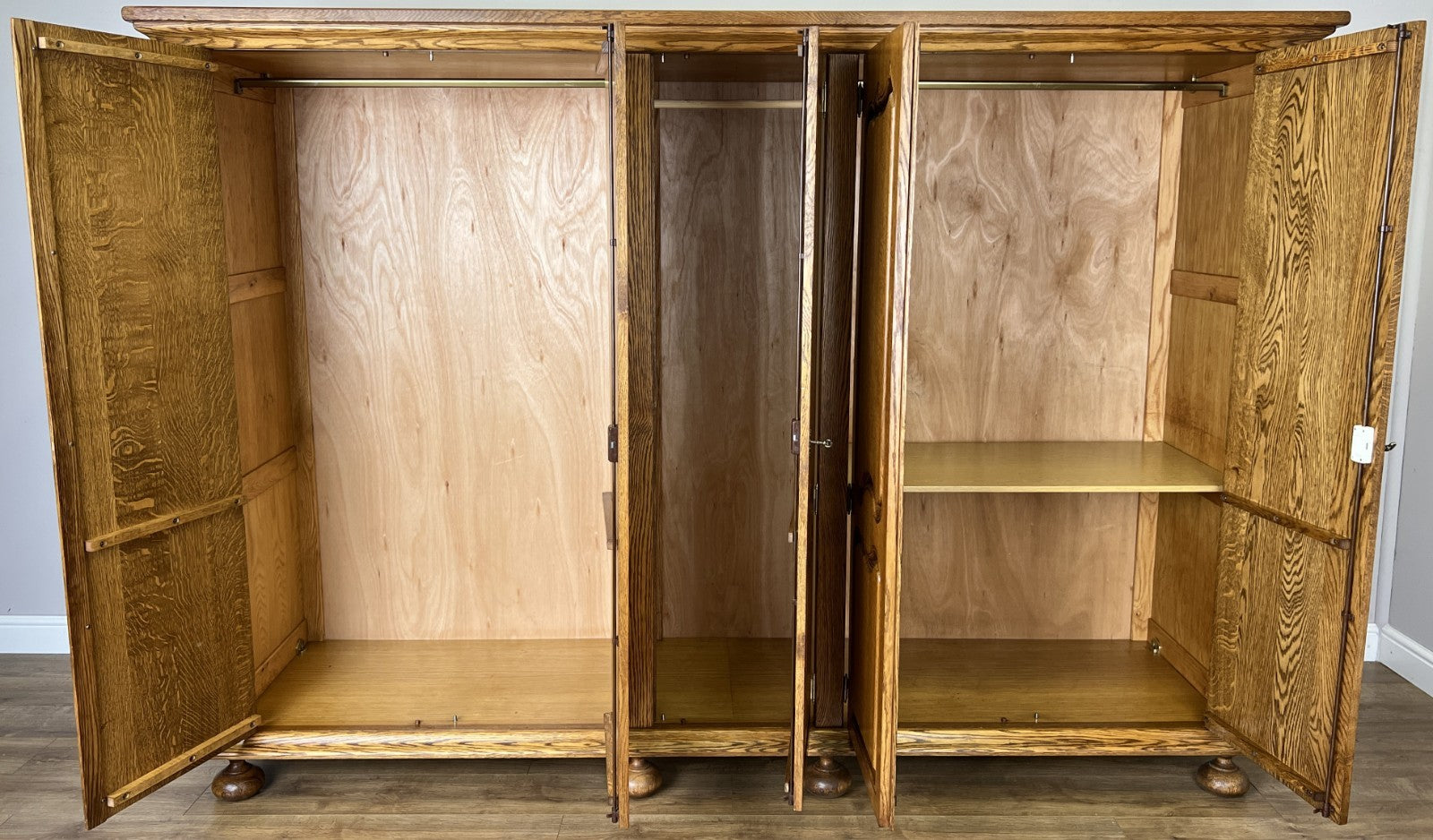 Wardrobe Vintage French Style Oak Five Door Carved Armoire Cabinet LOT 611111