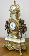 Clock Antique Louis XV Brass Marble Garniture Set With Candelabras LOT 60268