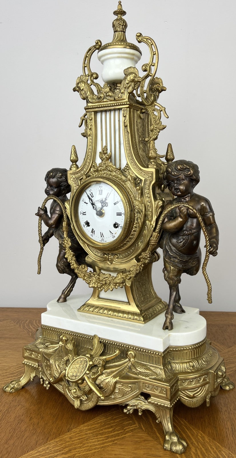 Clock Antique Louis XV Brass Marble Garniture Set With Candelabras LOT 60268