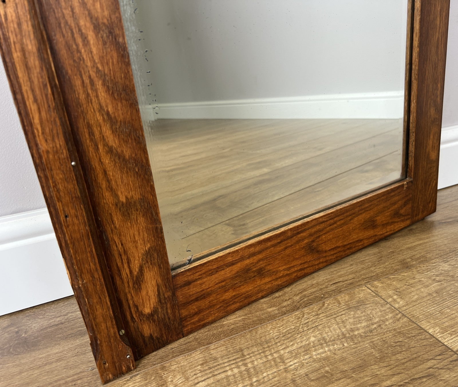 Mirror Antique French Style Wall Mirror Oak Carved Decorative Frame LOT 61858