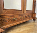 Wardrobe Antique French Oak Two Door Mirrored Carved Armoire Cabinet LOT 615310