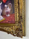 Vintage French Oil Painting Floral Still Life Framed Carved Signed LOT 51128