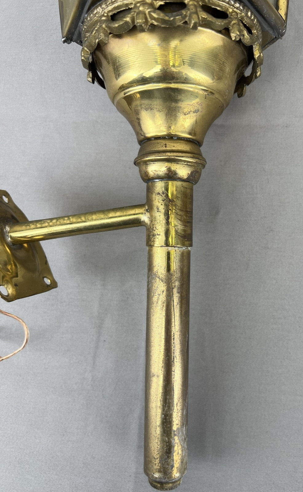Pair of Wall Lights Antique French Style Lantern Sconces Glass LOT 6478