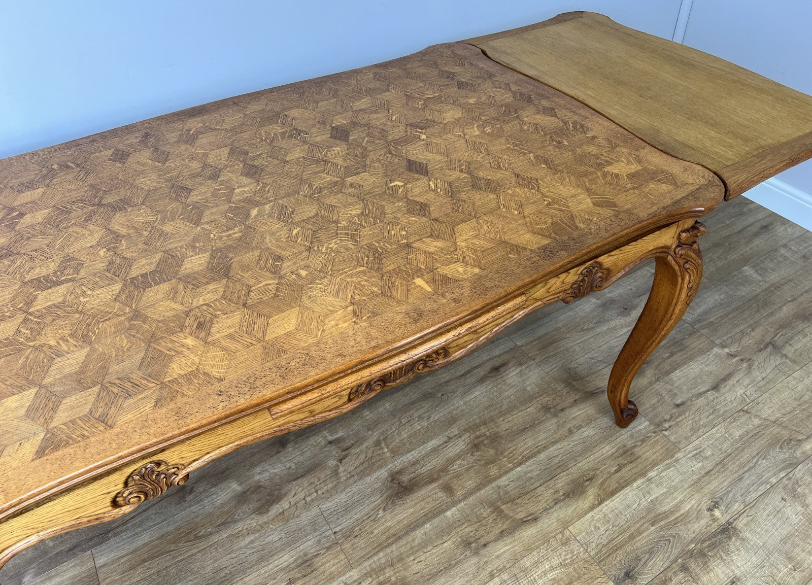 Dining Table Vintage French Louis XVI Carved Oak Extendable Table LOT 635814