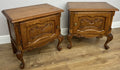 Pair of Bedside Tables Vintage French Louis Oak Nightstands Cabinets LOT 62203