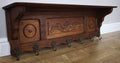 French Vintage Coat Rack Oak 7 Hooks Wall Shelf Carved Coat Hanger LOT 49920