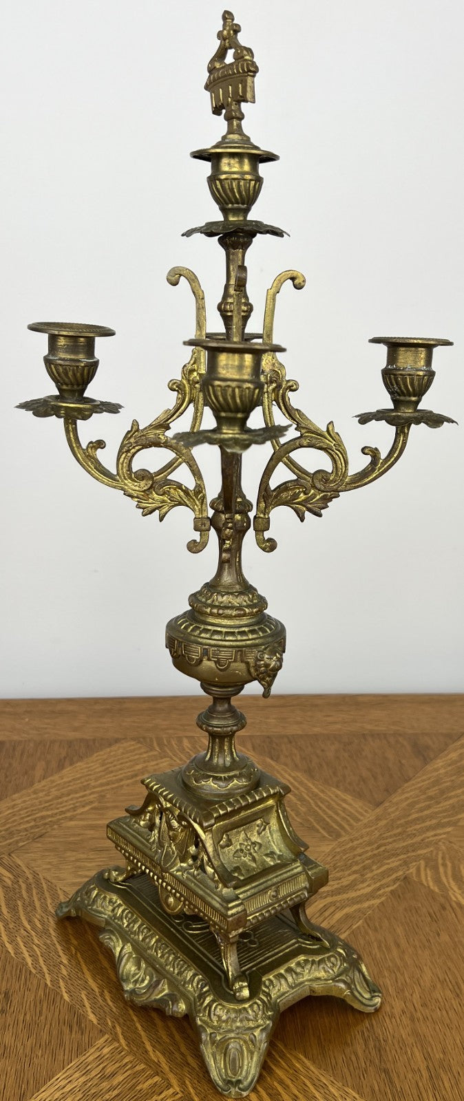 Pair of Candelabra Antique French Style Brass Five Arm Candle Holders LOT 602515