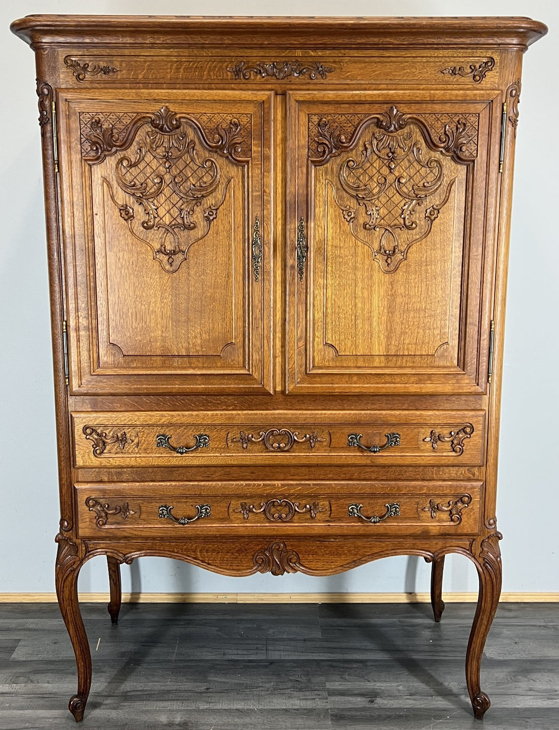 Cabinet Vintage French Louis XVI Oak Sideboard Carved Panels Cupboard LOT 45070