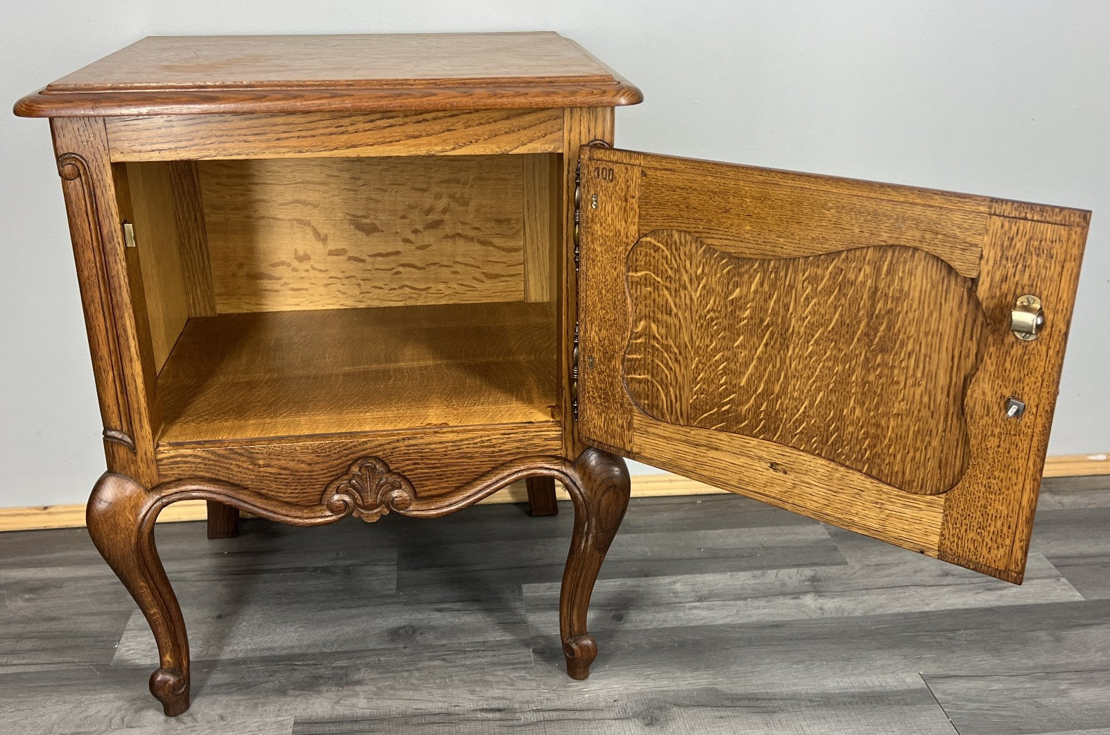 Pair of Bedside Tables Vintage French Louis  XVI Oak Carved Cabinets LOT 444013