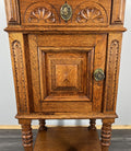 Bedside Table Antique French Oak with Marble Top Carved Cabinet LOT 43354