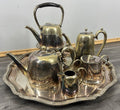 Vintage French Tea and Coffee Set Silver Plated 6-Piece with Tray LOT 44171