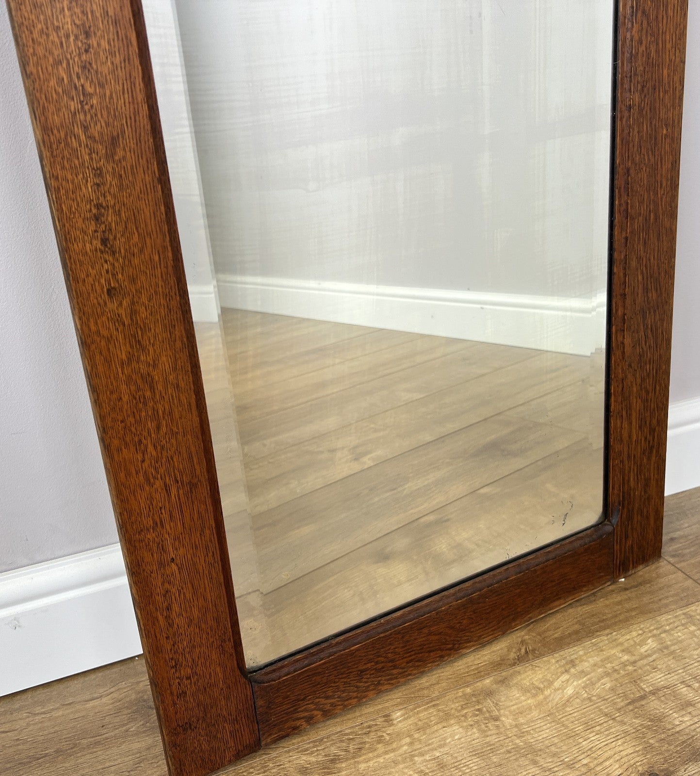 Mirror Antique French Style Oak Carved Wardrobe Mirror Polished Glass LOT 61903