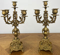 Candelabras Vintage French Brass Pair Ornate 5 Arm Candle Holders LOT 60440