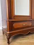 Wardrobe Antique French Style Walnut Mirrored Two Door Carved Armoire LOT 6538