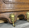 French Vintage Coat Rack Oak 4 Hooks Wall Shelf Carved Coat Hanger LOT 44334