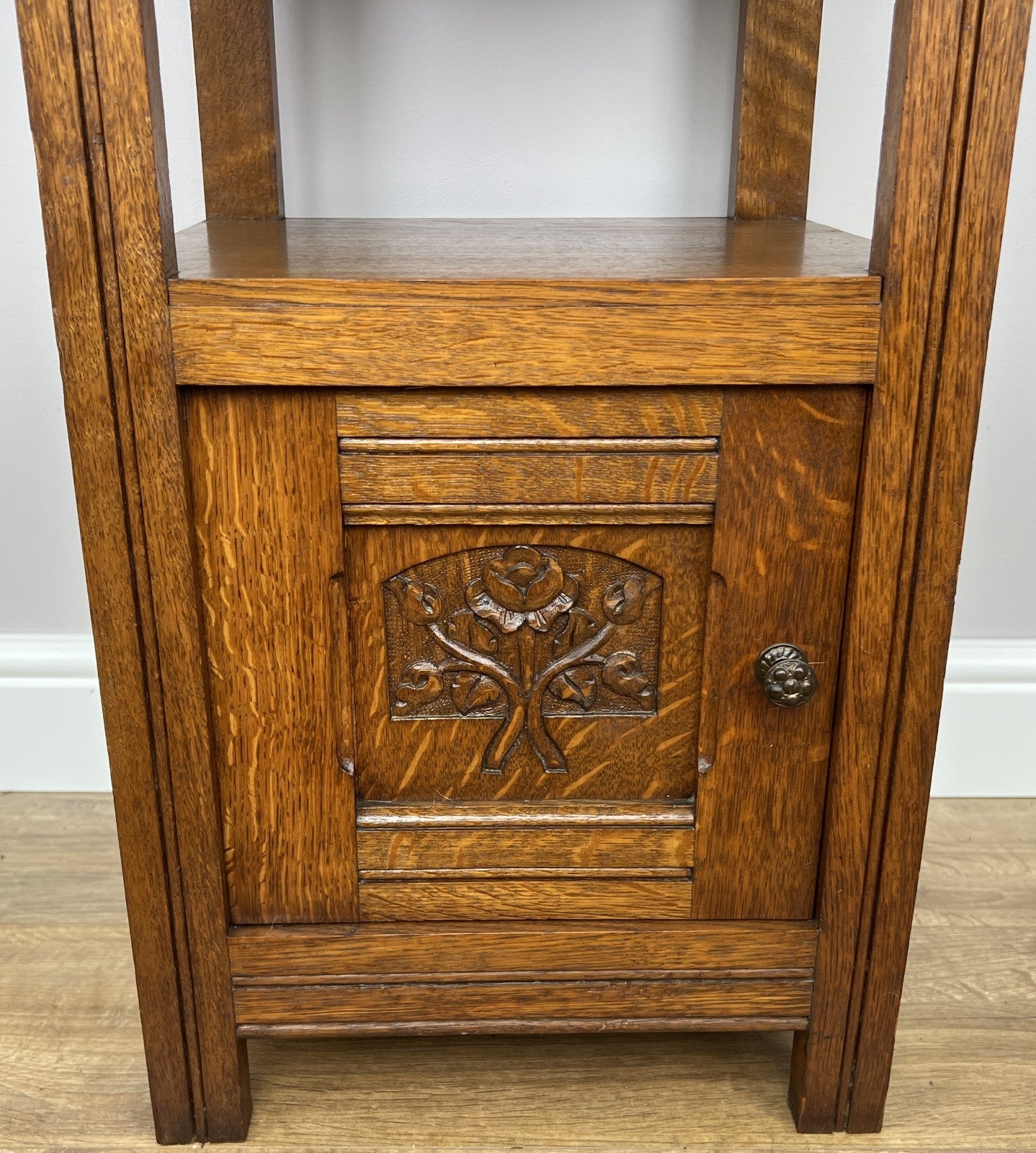 Bedside Table Antique French Style Marble Top Oak Cabinet Nightstand LOT 62416