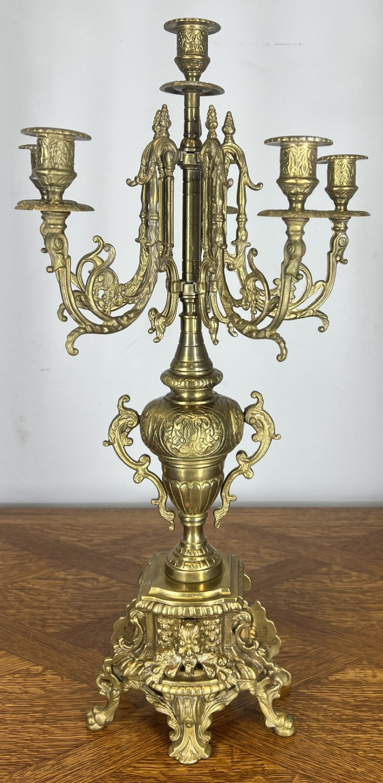 Candelabras Vintage French Brass Pair Ornate Decorative Candle Holders LOT 46500