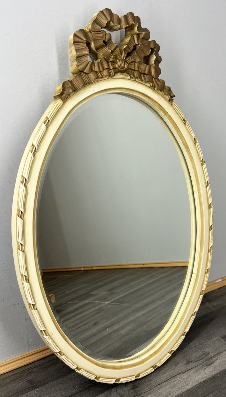 Vintage French Shabby Chic Carved Wall Mirror Ornate Oval Wall Frame LOT 45060