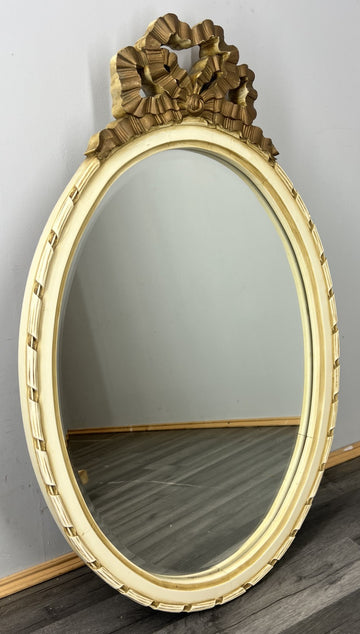 Vintage French Shabby Chic Carved Wall Mirror Ornate Oval Wall Frame LOT 45060
